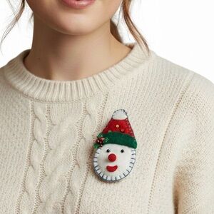 Handmade Festive Snowman Light Up Felt Christmas Brooch